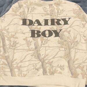 Dairy Boy Oversized White
Camo Crewneck